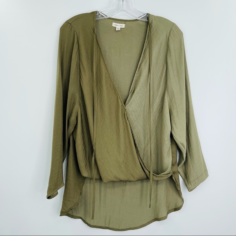 Urban outfitters silence + noise satiny drap wrap front top‎ oversized two tone